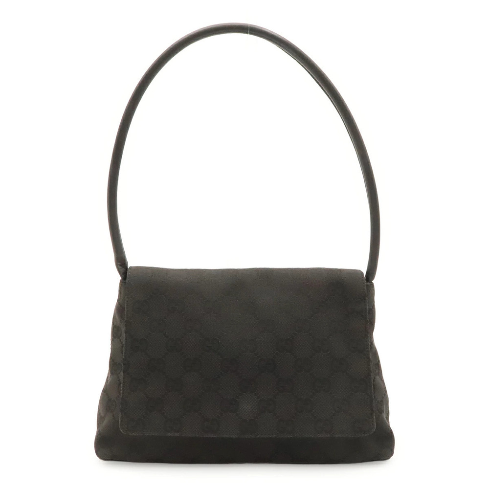 Gucci GG Canvas Shoulder Bag Hobo Leather Black Pouch